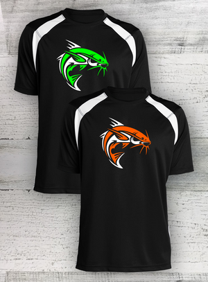 HD Catfish - Catfish Fishing Shirt -Dry Zone® Colorblock Crew Black/White