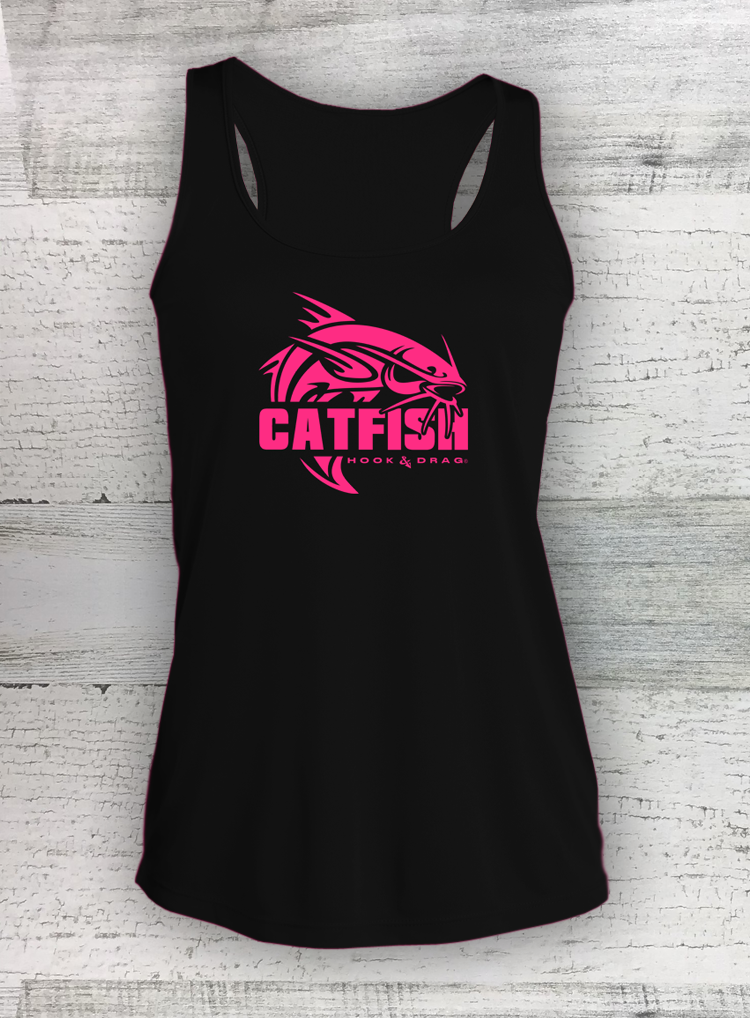 HD Fish - Modern Retro - Ladies Competitor™ Racerback Tank - Catfish, Walleye, Crappie and Bass