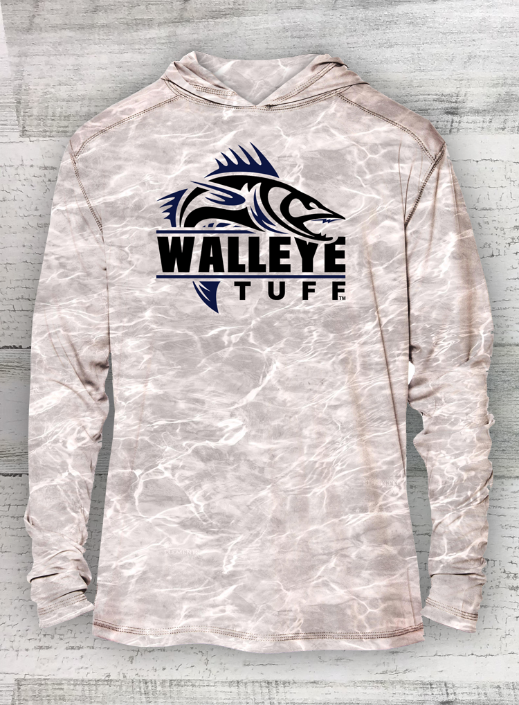 Walleye Tuff - Adult Men's SOLAR LONG SLEEVE Hooded Tee - MOSSY OAK ELEMENTS BONEFISH UPF 50+